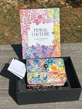 Kurt Geiger London Floral Couture Micro Kensington Quilted Crossbody Bag